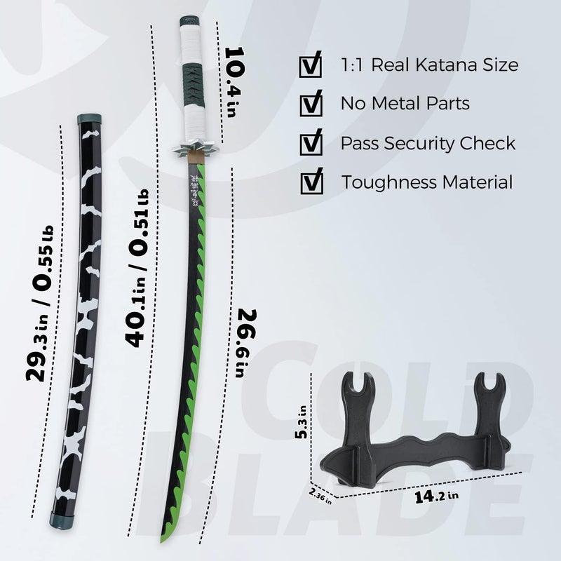 Cold Blade Demon Katana - 41 Inch Anime Replica with Belt and Stand - Durable Sword Perfect for Cosplay - Nichirin Sword with Authentic Design - Image 4